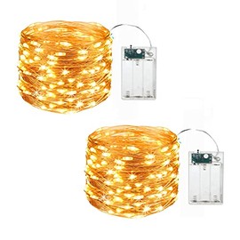 2 Sets Fairy Lights String Battery Powered Operated, Led Mini Tiny White Twinkle Rice Christmas Lights,Each is 16.4 Feet Long 50 Lamp.