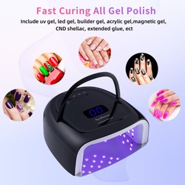Ayshone Rechargeable LED Gel Nail Lamp, 60W Cordless UV Led Nail Light with Lifting Handle Touch Sensor LCD Screen (Black)