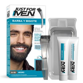 Just For Men Tinte Colorante en Gel para Barba y Bigote, Color Negro B55, Sin Amoníaco, Con Cepillo De Fácil Aplicación, 66ml