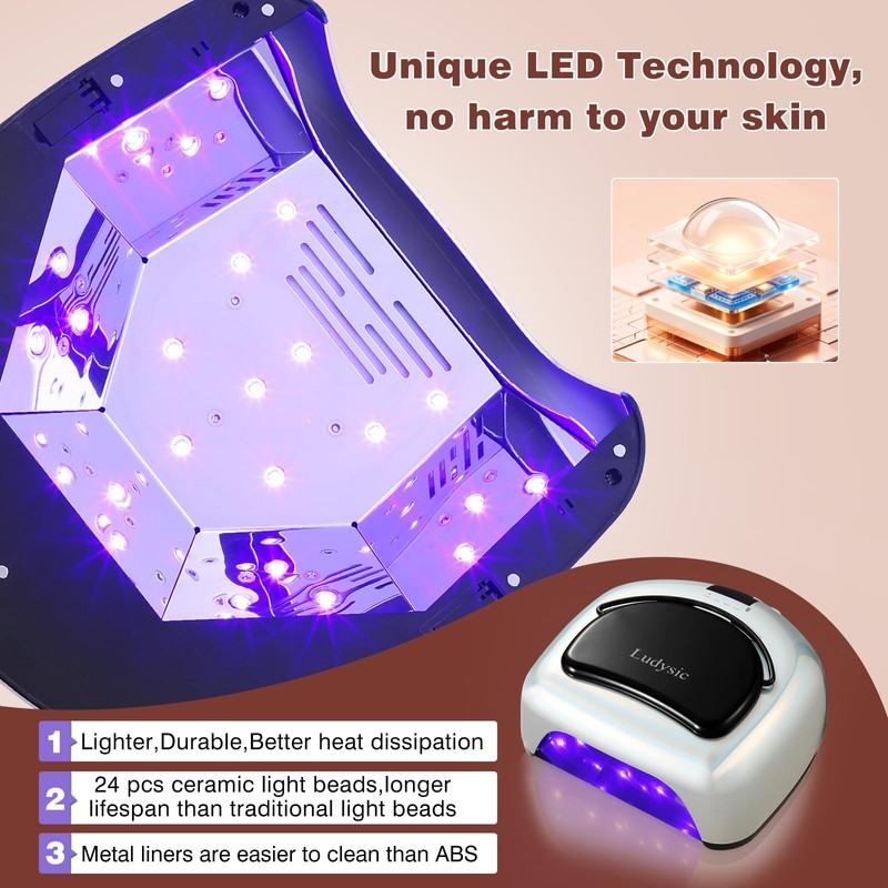Professional Rechargeable 96W UV LED Nail Lamp, Cordless Nail Dryer