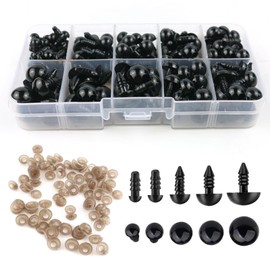 Safety Eyes Crochet 5-12mm, 400pcs Safety Eyes Amigurumi Doll Craft Plastic Crochet Eye with Washer for Animals Toy Making