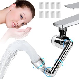 Water Filter for Sink Faucet, 1080°Rotating Faucet Extender Aerator, Bathroom Sink Filter for Skin Face Wash, Remove Chlorine, Taste,Odor, Kitchen Faucet Filter Tap Attachment