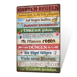 Putuo Decor Gartenschild Vintage – Garten Regeln Metallschild, wetterfestes Deko-Schild für Außenbereich, Gartenhaus, Terrasse, Balkon, Geschenkidee für Gärtner
