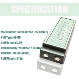 [2 Pack] 2000mAh Scanreco 592 7.2V RSC7220 13445 Battery for Scanreco 590, 592, 960, EEA2512 Palfinger, EEA2512 RC400