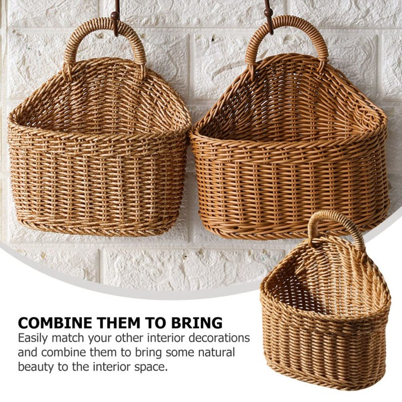Healvian Hanging Basket for Kitchen Ginger and Garlic Organizer Woven