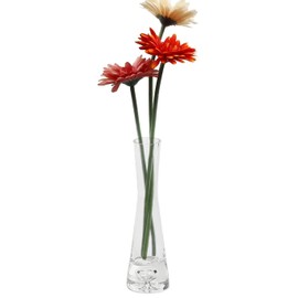 Small Glass Bud Vase Transparent Tapered Small Waist Thick Bottom Vases for Flower Home Decoration