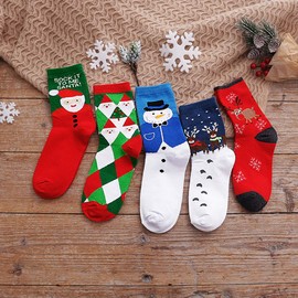 LOFIR Colourful Funny Cotton Socks for Women and Girls, Christmas Socks, Animal Pattern, Cartoon Stockings, Christmas Stockings, Size EU 35–41, 5 Pairs, Colour 2