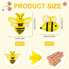 100PCS Tiny Resin Mini Bee Decorations, 3D Resin Mini Bees Decorations Tiny Resin Bees for Fairy Garden Micro Landscaping Decoration