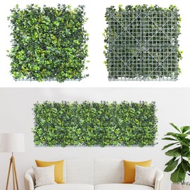 Coarbor 17 Packs 20" x 20" Artificial Tropical Panel Faux Ivy Fence Privacy Topiary Hedge Plant Fence Grass Wall Panels Backdrop for Balcony Patio Outdoor Indoor