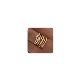 FAXHION Gold Rings for Women Non Tarnish, 14k Gold Plated Stacking Cubic Zirconia Thumb Rings, Dainty Gold Knuckle Women Rings Set Size 5