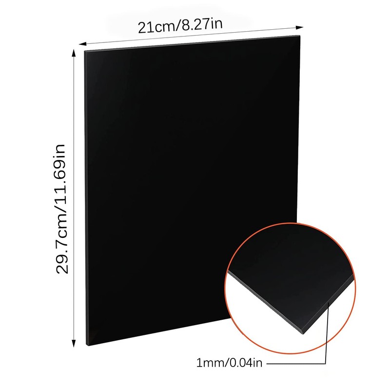 DMJOULI Black Acrylic Sheet A4 Square Perspex Sheet,1mm Thick Acrylic
