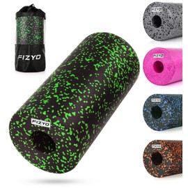 FIZYO Fascia Roller for Fitness, Yoga and Rehabilitation, Self Massage Roller for Back Spine, Foam Roller Medium Hard EPP Foam (29 x 15 cm), Includes Carry Bag (Green)
