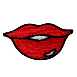 Lady's Sexy Red Lips Patch Embroidered Badge Iron On Sew On Emblem
