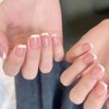 Ztcily Künstliche Nägel, kurz, natürlich, rosa, weiß, quadratisch, günstig, für