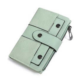 FALAN MULE Purses for Women RFID Blocking, Small Womens Wallet with ID Window, Bifold Zipper Pocket Card Case Purse, PU Leather Wallet for Women with 12 Card Slots, Multi-Function Card Holder