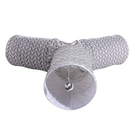 Miss Meow Cat Tunnel,Cat Tunnel for Indoor Cat, Kitten Toys Collapsible 3 Ways Play Toy, Pet Tube Hideaway Tunnel with Ball for Cats Rabbits Kittens (Gray Arrow)