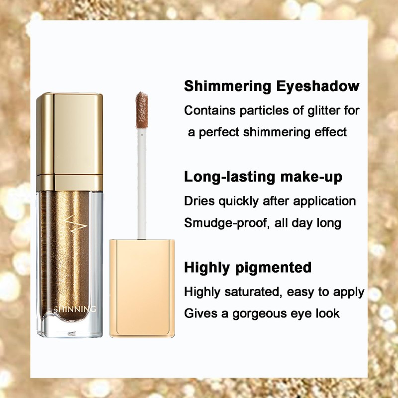 Liquid Glitter Eyeshadow, Metallic Shimmer Eyeshadow Sparkly Eye Shadows Eyeliner