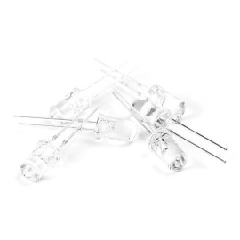 Unbranded/Generic 100x White LED 5mm Round Top Transparent Clear Tip PCB Board Solder F5 Bulbs