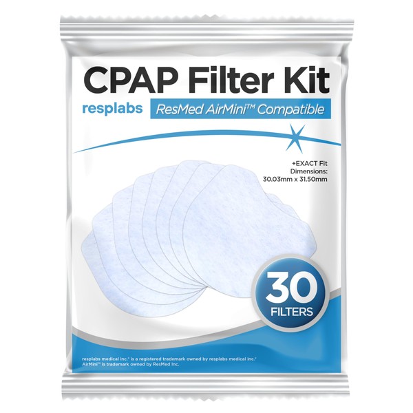 resplabs CPAP Filters - Compatible with The ResMed AirMini Travel Machine - 30 Filter Pack