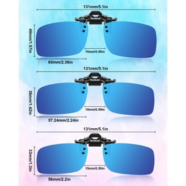 5 Pairs Polarized Clip-On Sunglasses Rimless Flip Up Anti-Glare Driving Glasses (Various Color, 2.2 x 1.3 Inch)