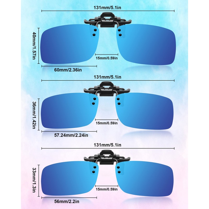 5 Pairs Polarized Clip-On Sunglasses Rimless Flip Up Anti-Glare Driving
