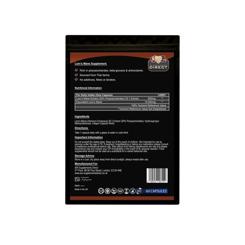 AW Lions Mane | High Strength Lions Mane Supplement -