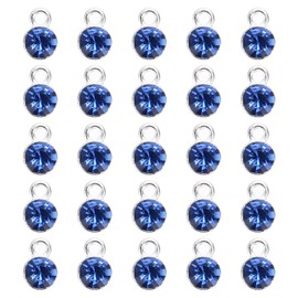PATIKIL 50pcs Birthstone Charm, Birthstone Beads Crystal Bracelet Charm Pendants for Jewelry Making Bracelets Necklace Earrings Each Month, Blue