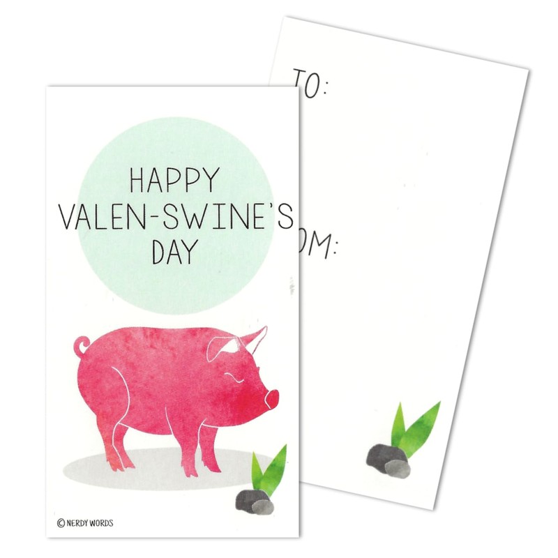 Nerdy Words Mini Pig Sheep Cow Chicken Farm Animal Valentines