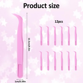 Bruislard 12 Piece Plastic Tweezers for Crafts 4.5'' Long Bent Tweezers Beads Tweezers Stickers Tweezers for DIY Bead Jewelry Making Baking Decoration Craftings