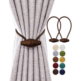 TECVINCI Magnetic Curtain Tiebacks with Upgrade, Larger Magnet, Pack of 2, 40 cm Curtain Holdbacks for Indoor and Outdoor Curtains - Dark Coffee