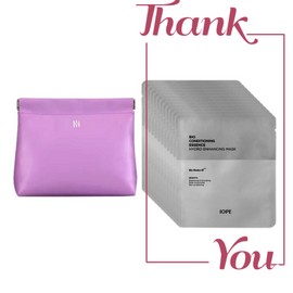 IOPE Signature Lavender Pouch + IOPE Bio Conditioning Essence Hydro Enhancing Mask 12 Sheet Set / 시그니처 라벤더 파우치+아이오페 바이오 컨디셔닝 에센스 하이드로 인핸싱 마스크 12매 세트