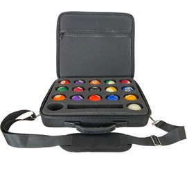 UISKOOPW Pool Balls Carrying Case, Hard Billiard Case with adjustable shoulder strap, EVA Travel Holder for One Set of Billiard Balls