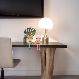 DECHOUS 2Pcs Shelf Sitting Ornaments, Couple Figurines in Love Shelf Sitters with Dangling Legs, Resin Cute Long Leg Shelf Sitting Ornaments Figurines for Home Office Shelf