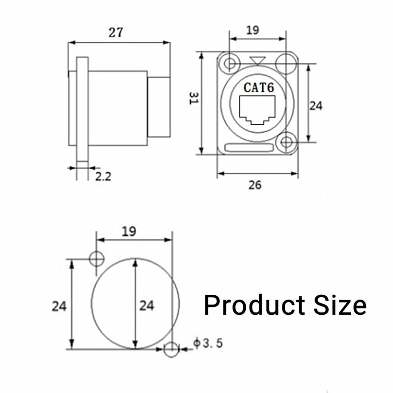 PENGLIN 2PCS RJ45 Panel Mount Coupler, Shielded D-Type RJ45 Connector,