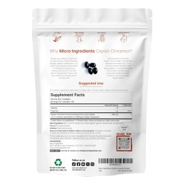 Micro Ingredients Canela De Ceilán 7200mg 300 Cápsulas