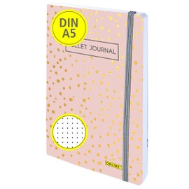 Online Bullet Journal Spotlights Rose, 120 g/m² FSC Paper, DIN A5, 144 Inner Pages Dotted/Dotted, Notebook with Soft Cover and Elastic Band, Diary for Notes, Sketches, Lettering