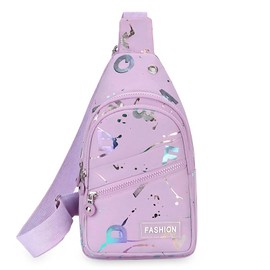 Long Keeper Sling Chest Bag - Crossbody Sling bag for Women Men Waterproof Shoulder Bag Daypack Small Backpack for Travel Hiking Running Sports (Purple Colored Letters)