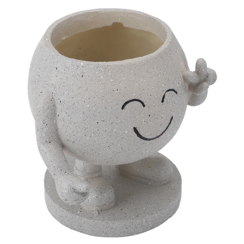 Flower Pot Cute Smile Standing Succulent Flowerpot Fadeless Resin Plant