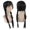 Black Long Double Braid Wig Synthetic Simulated Scalp Heat Resistant