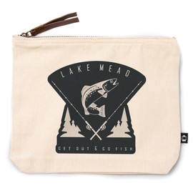 Lake Mead, Get Out and Fish, Trout and Poles, 100% Cotton Zipper Pouch, Travel Accessory, Go Bag