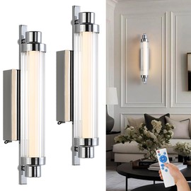 HITOO Battery Operated Wall Sconce Set of 2 12000mAh Rechargeable Battery Powered Wall Light with Remote Dimmable Gold LED Wall Lamp for Living Room,Bedroom,Hallway Bathroom, Mirror