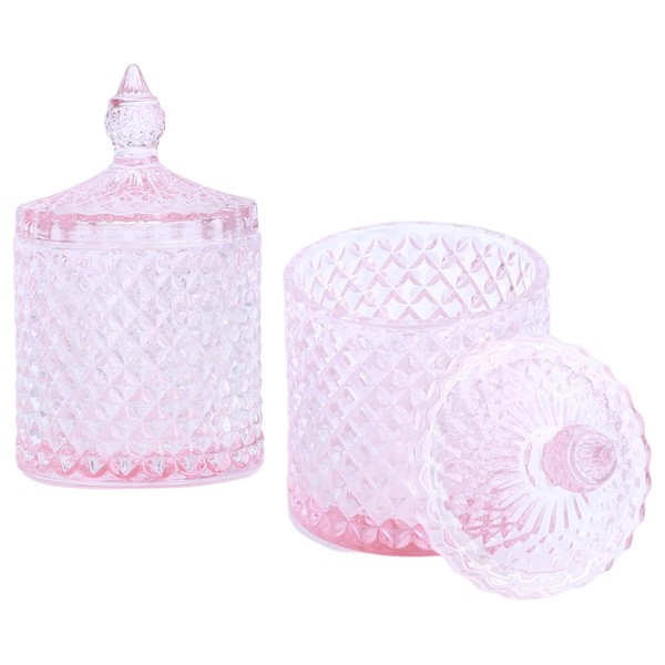 10 oz Glass Canister Set for Qtips, Cotton Swabs, Floss