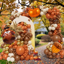 218pcs Fall Balloon Arch Garland Kit,Thanksgiving Balloon Arch Garland Kit with Brown Burnt Orange Balloons,Fall Baby Shower Decorations Autumn Thanksgiving Friendsgiving Supplies
