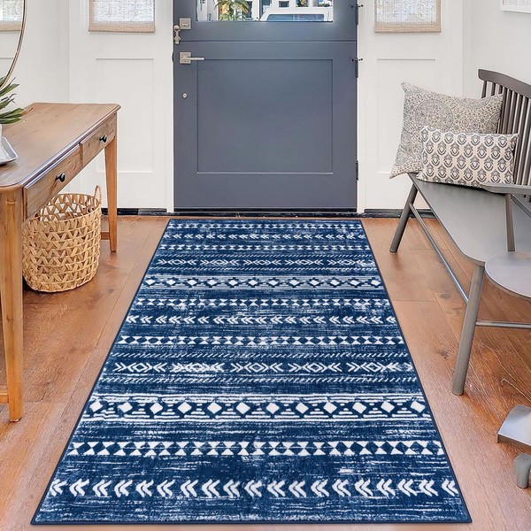 Alfasoft Boho 3x5 Area Rug for Living Room, Navy Blue