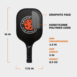 Amazin’ Aces Graphite Pickleball Set - Includes 2 Graphite Pickleball Paddles, 4 Balls, 1 Mesh Carry Bag, Premium Pickleball Rackets Graphite Face, Polymer Honeycomb Core