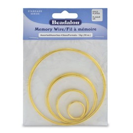 Beadalon Memory Wire Assortment Pack 4-SizeGold Plated, 1/2-Ounce