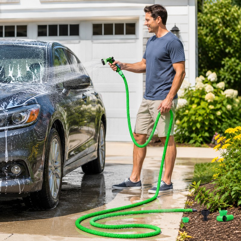 Expandable Garden Hose for Watering & Outdoor Cleaning - Lightweight