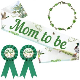 Mallard Duck Mom to Be Sash Dad to Be Pin and Flower Crown Headband for Gender Reveals Party Party Favors Decorations for Pregnancy Props Keepsake