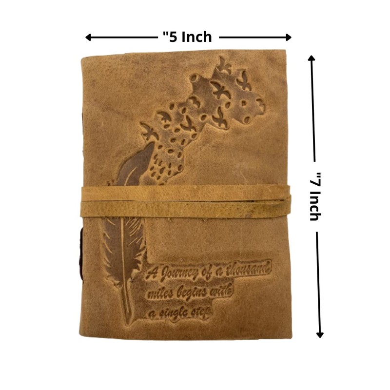 OVERDOSE Deckle Yellow Buff Leaf Leather Journal - Vintage Travel