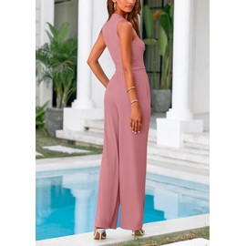 PRETTYGARDEN Women's Summer 2 Piece Loungewear Set Cropped Tank Top Wide Leg Sweatpants Tracksuit Casual Outfits (Pink,Large)